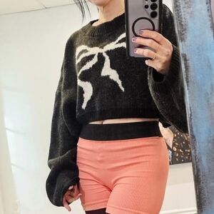 UO Down From Under Knit Sweater With Bow In The Front